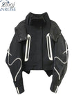Women Loose Black Jacket 2023 Fall Winter Clothes Women Streetwear Long Sleeve Patchwork Coat Casual Fashion Hooded Down