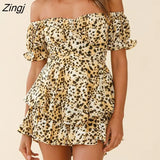 shoulder Summer jumpsuits for women print ruffles jumpsuit Sexy jumpsuits &rompers bodysuit overalls romper womens body