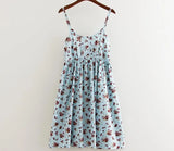 Women 2021 Summer Floral Printed Beach Dress A-Line Cotton Dress Sexy Backless Mini Dresses