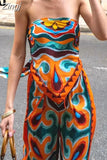 Off Shoulder Crop Tops For Women Print Bandana Backless Top Female Asymmetric Sexy Tops Woman 2023 Sleeveless Summer