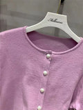 2022 Autumn New Style Removable Feather Sleeve Cuff Pearls Buttons Roung Neck Sweater Women Knitted Cardigans