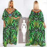 Retro Printed Morrocan Kaftan Plus Size Indie Folk V-neck Batwing Sleeve Side Split Summer Dress For Women Clothing
