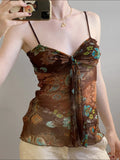 Cloth Forget Retro National Style Print Folded Bracing Strap Net Yarn Hottie Sexy Sling