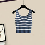 Women Pants Sets Summer Casual Striped Knitted Vest+long Sleeve Sunscreen+wide Leg Long Pant 3 Pieces Set Women Outfits