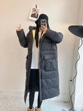 New Women's Winter Hooded Long Parkas With Pockets Thick White Duck Down Jacket Loose Warm Puffer Coat