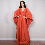 Multicolor V-neck Batwing Sleeve Plus Size Loose Maxi Dress For Women Summer Beach Wear Kaftan Long Bathing Dresses