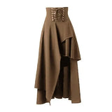 Lace Up Grommet D Ring Suspender Skirt Gothic Party Skirt Women Solid A Line Skirt