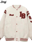 letter towel embroidered jackets coats women street hip-hop trend baseball uniform couple casual loose all-match