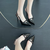 Sandals Women 2025 New Patent Leather And Professional Work High Heels With Back Empty Single