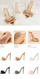 Onlymaker Peep Toe Mules Artificial Fur Slip On Gold White Thin High Sandals Big Size High Quality Summer Women Brand