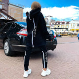Women Elegant Zipper Sweatshirt Pullover & Elastic Waist Pants Tracksuit Casual Solid Sports Suit Autumn Winter Fleece 2pcs