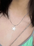 Silver Vintage Punk Star Necklace- Outfit