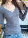 Slim Fit V-Ausschnitt Langarm