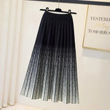 Winter Gradient Knitted Skirt For Women Korean Casual High Waist A-line Pleated Skirts Office Ladies Warm Thicken