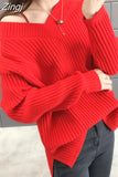 Women Sweater Autumn Winter Knitted Jumper Sweaters Casual Loose Long Sleeve V neck Soft Pullovers female