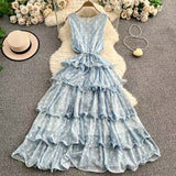 Luxury High-End Sleeveless Dress Women's Summer Harvest Waist Thin Luxury Temperament Chic Cake