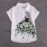 Summer New Floral Short Sleeve Vintage Blouse Turn Down Collar Shirt Blusas Feminino Ladies Blouses Womens