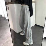 Women's Pants Letter Sweatpants Women Baggy High Waisted Pants Loose Wide Leg Pants Jogging Korean