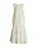 Pleated Party Dress Women's 2023 Summer New French Sleeveless Slim Ruffle