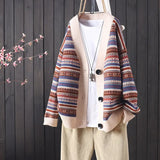 knitted cardigan jacket women's autumn winter new loose ethnic jacquard sweater outside the
