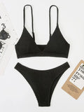 smocked V-neck bikini