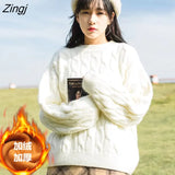 Women Popular Thick Solid 2020 New Fashion Fall Warm Loose Lady Clothes Kawaii Female Aesthetic Blue Casual