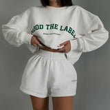 Women's Y2K Loose Sweatshirt Letter Print Crew Neck Long Sleeve Pullovers Fall Winter Casual Workout Tops