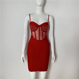 New Beading Spaghetti Strap Bandages Dress Women Sleeveless Clothes Sexy Club Party Celebrity