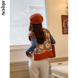 Knitted Vest Women's Autumn 2021 Vintage Sweater Tops V-neck Sleeveless Follower Outwear Sweater