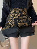 Black Golden Printed Bodycon Mini Skirt- Outfit