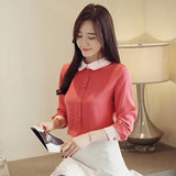 Mujer De Moda 2023 Chiffon Women Tops and Blouses Long Sleeve Blouse Button Turn-down Collar Plus Size Shirts 1987