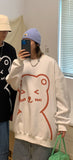 Hoodie Kawaii Cartoon Bear Print Casual O-Neck Pullovers Sweatshirts Autumn Long Sleeve Couple