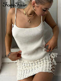 Backless Knitted Crop Tops Sexy Spaghetti Strap Sleeveless 2022 Beach Summer Top Tank Y2k Women Casual