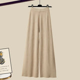 Winter Thick Knit Two Piece Sets Women Outfits Ladies Elegant Twist Knitted Sweater And Wide Leg Pant Sets Women