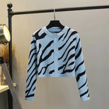 cardigan women's spring and autumn 2021 new high-waist short coat jacket sweater with zebra