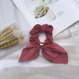 Vintage Striped Bow plaid Scrunchie For Girls Ponytail Holder Elastic Hair Bands ties Rubber Headwear Hair