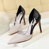 Zingj Korean Version Of Fashion Sweet High Heels Women's High With Shallow Mouth Pointed Head Color Hollow One Word Belt Show Thin Single