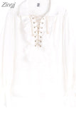 Fashion Vintage Gothic Shirt Women Flare Sleeves Ruffles Oversize Club Party Evening Girl Lolita Black Blouse V-neck
