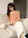 Knitting Sweaters for Women Autumn Winter 2022 Soft Waxy Long Sleeved V-Neck Hollow Out Single Breasted Tops