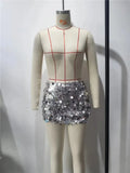 2023 Sequin Skirt Women Glitter Silver Short Skirt Woman Fashion High Waist Mini Summer Skirts Shiny Sexy Women's