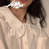 White Shirt Women Vintage Elegant Blouse Female Long Sleeve Sweet Preppy Style Kawaii Chic Basic Shirts Lolita