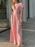 Sexy Long Jumpsuit Women V-neck Backless Lace Waist Jumpsuit Fashion Casual Street Women's Clothing Jump Suits for