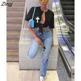 Summer Streetwear Crop Tops Women 2022 Fashion V Neck Short Sleeve Tees White Graphic T Shirts Bodycon Green Tops