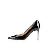 Shiny Black PU Patent leather High Heels Shoes Women Pumps 12cm Pointed Toe Stilettos Sexy Wedding QKOU003