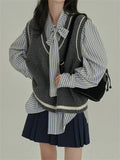 With College Girl Autumn New Retro Temperament Comfortable V-Necked Waistge