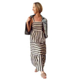 Zingj Spring And Summer Style Stripe Print Fresh And Sweet Slip Dress
