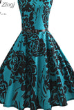 Women Summer Dress Floral Print Retro Vintage 1950s 60s Casual Party Office Robe Rockabilly Dresses Vestido