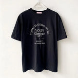 spring casual lazy wind round neck pullover letter printing loose all-match short-sleeved T-shirt top women