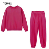 Casual Oversized Two Piece set woman Suit Female Tracksuit Pant O-neck Sweatshirts White