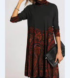 Fashion Printed Collar Long Sleeves Loose